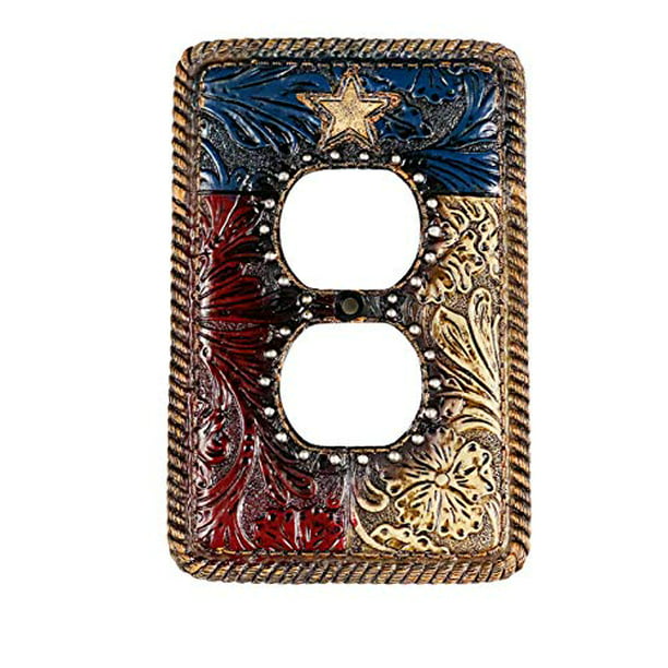 Rustic Star Texas Barn Wooden Wall plate Double Toggle Switch Panel Fashion Electrical Outlet Covers 